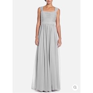 Weddington Way Riley Pleated Gray Formal Maxi Dress